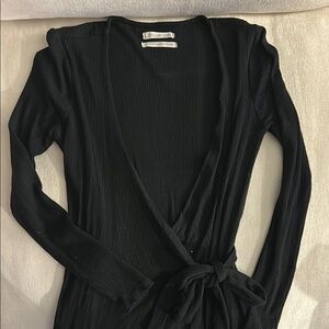 Urban Outfitters Black Long Sleeve Wrap Dress